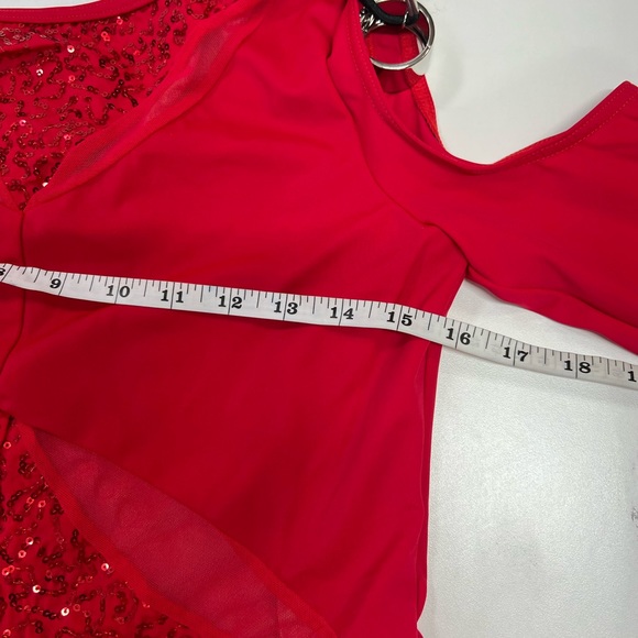 Weissman Dance Performance Costume Child’s Size XXL Red Sequin One Piece NEW - Picture 12 of 13